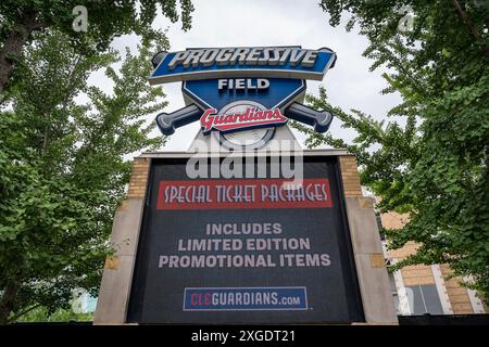 Cleveland, Oh, USA. 5th July, 2024. The Cleveland Guardians play host to the San Francisco Giants at Progressive Field in Cleveland, OH. San Francisco goes on to win 4-2. (Credit Image: © Walter G. Arce Sr./ASP via ZUMA Press Wire) EDITORIAL USAGE ONLY! Not for Commercial USAGE! Stock Photo