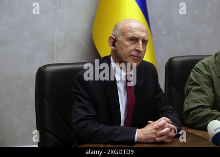 Non Exclusive: ODESA, UKRAINE - JULY 07, 2024 - Secretary of State for the Defence of the UK John Healey is seen during a joint briefing with Minister Stock Photo