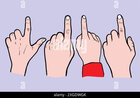 Hand with pointing index finger isolated vector icon. Touch, point or click hand gesture clipart element. Pointer cursor sign Stock Vector