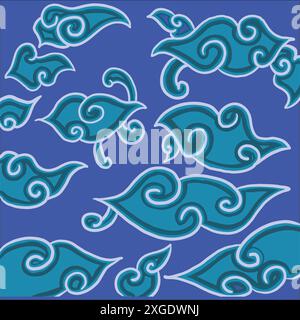 Megamendung indonesian pattern textile Stock Vector