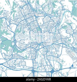 Map of Brno in Czech Republic in blue style. Contains layered vector with roads water, parks, etc. Stock Vector