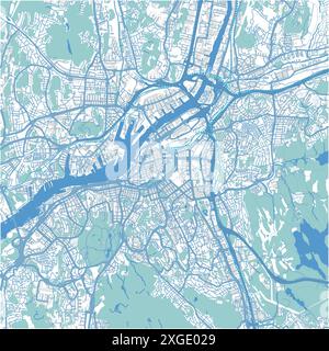 Map of Gothenburg in Sweden in blue style. Contains layered vector with roads water, parks, etc. Stock Vector