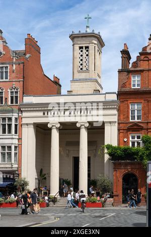 St Mark's, Mayfair, is a Grade I listed building. Deconsecrated in 1974, it is now a cultural hub and food hall. North Audley Street, London, UK Stock Photo