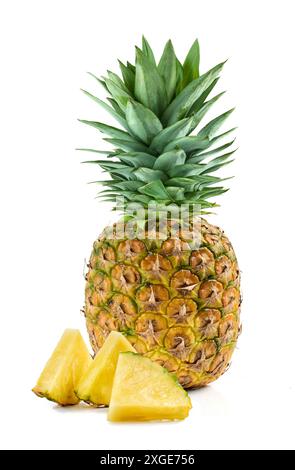 fresh ripe whole pineapple isolated on white background Stock Photo