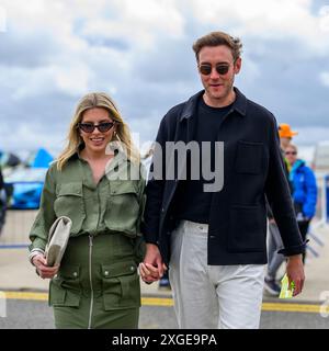 NORTHAMPTONSHIRE, UNITED KINGDOM. 07 Jul, 24. Former England cricket player Stuart Broad CBE and his wife Mollie King were invited to the Qatar Airways British Grand Prix 2024 at Silverstone Circuit on Sunday, July 07, 2024 in NORTHAMPTONSHIRE, ENGLAND. Credit: Taka G Wu/Alamy Live News Stock Photo