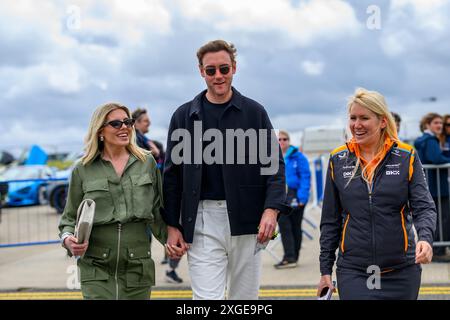 NORTHAMPTONSHIRE, UNITED KINGDOM. 07 Jul, 24. Former England cricket player Stuart Broad CBE and his wife Mollie King were invited to the Qatar Airways British Grand Prix 2024 at Silverstone Circuit on Sunday, July 07, 2024 in NORTHAMPTONSHIRE, ENGLAND. Credit: Taka G Wu/Alamy Live News Stock Photo