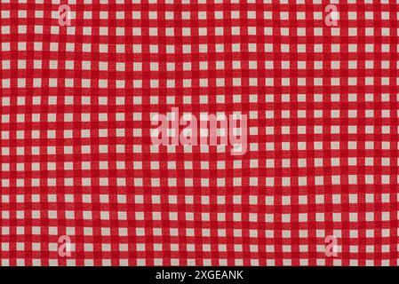 Checkered red and white tablecloth texture. Stock Photo