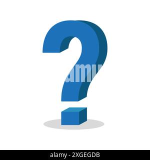 Question mark icon. Blue 3D design. Flat shadow style. Vector illustration.  Stock Vector