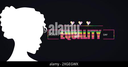 Women's Equality Day in silhouette on a black backdrop Stock Vector