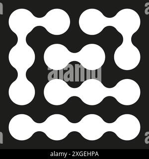 Abstract geometric pattern. Connected circular shapes. Black and white contrast. Vector illustration. Stock Vector