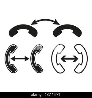 Phone call icons. Communication symbols. Arrows indicating connection. Vector illustration. Stock Vector