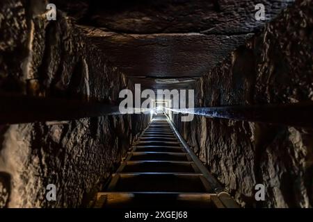 Red Pyramid(North Pyramid), Pyramid of Sneferu(Snofru, Snefru), basement stairs to burial chamber, Giza Governorate, Egypt, North Africa, Africa Stock Photo