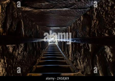 Red Pyramid(North Pyramid), Pyramid of Sneferu(Snofru, Snefru), basement stairs to burial chamber, Giza Governorate, Egypt, North Africa, Africa Stock Photo