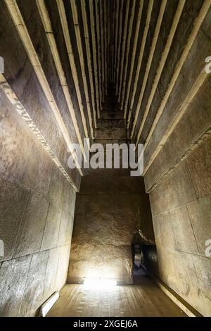 Red Pyramid(North Pyramid), Pyramid of Pharaoh Sneferu(Snofru, Snefru), inside, burial chamber, Giza Governorate, Egypt, North Africa, Africa Stock Photo