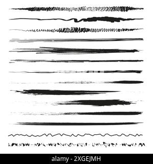 Abstract ink lines. Grunge brush strokes. Black on white. Vector illustration. Stock Vector