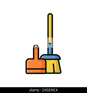 broom icon vector design template in white background Stock Vector