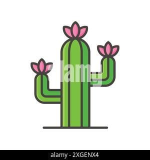 cactus icon vector design template in white background Stock Vector