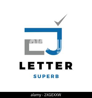 Initial Letter EJ Check Mark Icon Logo Design Template Stock Vector