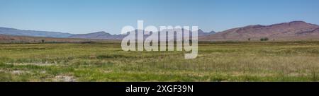 A vast, unspoiled valley within Pahranagat National Wildlife Refuge in Southern Nevada. Stock Photo