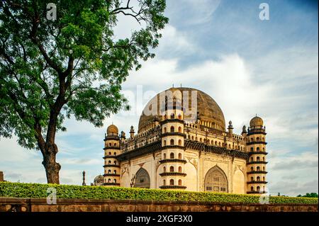 Vintage Old Heritage Gol Gumbaz is the mausoleum of king Mohammed Adil Shah, Sultan of Bijapur.Construction of the tomb was started in 1556 Karnataka Stock Photo