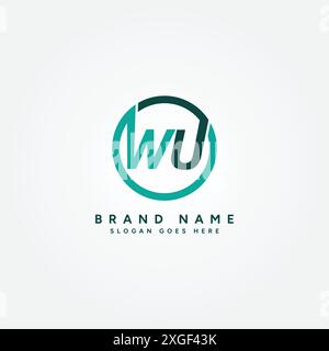 WU Minimal Vector Logo - Simple Business Logo for Monogram W and U Stock Vector