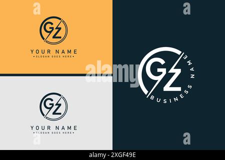 Creative Monogram for Initial Letter GZ Logo - Minimal Vector Logo Template for alphabet G & Z Stock Vector