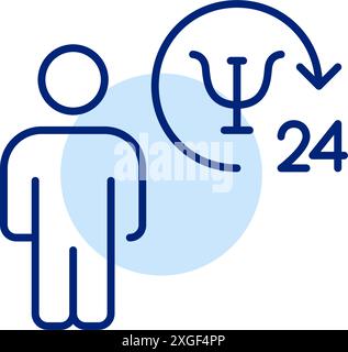 Person and psychotherapy symbol. 24 hour emotional support. Mental health services. Pixel perfect, editable stroke vector icon Stock Vector