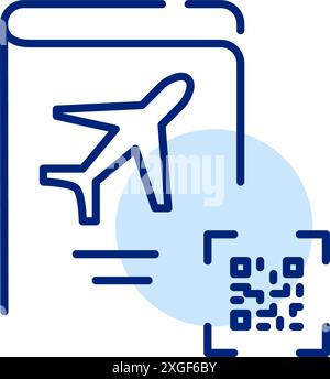 International passport and qr-code. Smart travel id, modern automated check-in. Pixel perfect, editable stroke vector icon Stock Vector