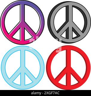 Peace symbol vector icon set on white background Stock Vector