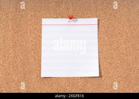 White Blank note on a cork board for adding text and push pin. Mock up Stock Photo