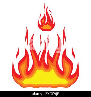 Cartoon fire flames, bonfire and burning wildfire or firewall, vector icon Stock Vector