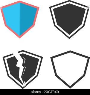 Set of shield illustrations Stock Vector