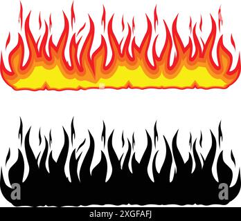 Cartoon fire flames, bonfire and burning wildfire or firewall, vector icon Stock Vector