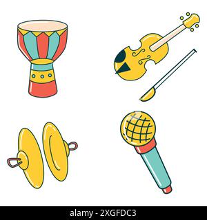 Musical Instruments Flat Icons Set Stock Vector Image & Art - Alamy