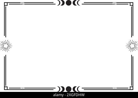 Minimal line art frame with rectangle borders. Vector decorative element, modern line art geometric frame with outline rectangular borders and minimal Stock Vector
