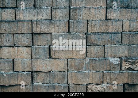 Concrete paving blocks stacked on construction site, background and texture Stock Photo