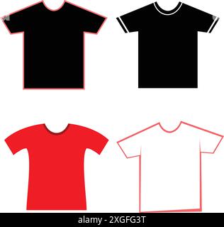 Set of vector illustrations of short sleeve top front and back view Stock Vector
