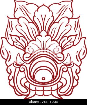 Balinese mask, barong, boma, leak Karang mata balinese one eye mask ornament Stock Vector