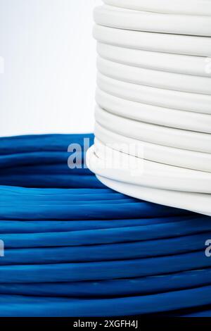 Spools of Electrical Wire on White Background Stock Photo