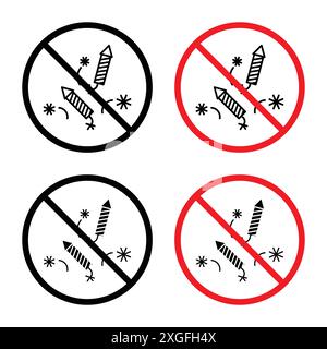 Ban on fireworks sign vector logo set collection for web app ui Stock Vector