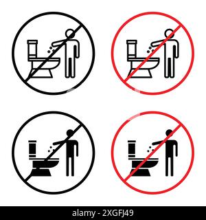 Do not litter in toilet sign Vector symbol or sign set collection in ...