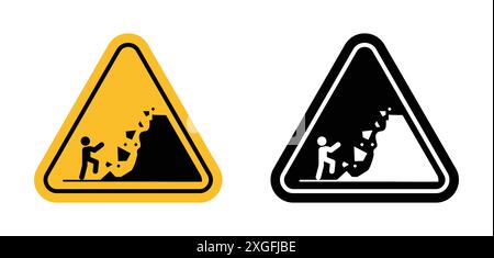 Road Warning Sign, Mountain Rocks Falling Symbol Stock Vector Image ...