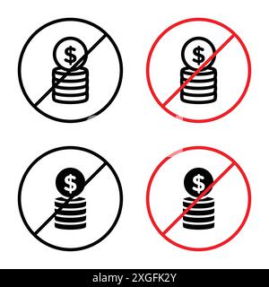 No cash sign vector logo set collection for web app ui Stock Vector