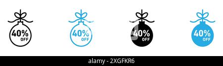 Christmas ball with 40 off discount icon vector logo set collection for web app ui Stock Vector