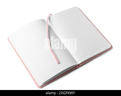 Stylish open notebook on white background Stock Photo