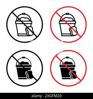 Cleaning bucket with sponge sign vector logo set collection for web app ui Stock Vector