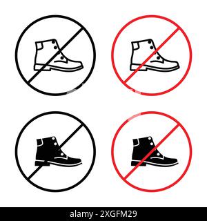 No shoes sign vector logo set collection for web app ui Stock Vector
