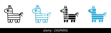 Donkey pinata icon vector logo set collection for web app ui Stock Vector