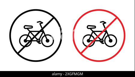 Bicycle prohibition sign vector logo set collection for web app ui Stock Vector