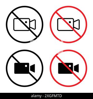 No video recording sign vector logo set collection for web app ui Stock Vector